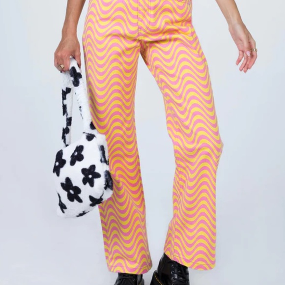 The Ragged Priest Pink and Yellow High Rise Jeans - Picture 4 of 9